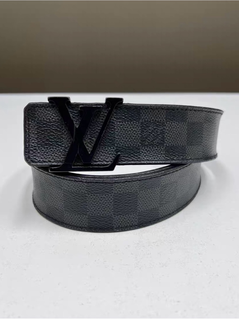Louis Vuitton Black Damier Canvas Belt with LV Buckle